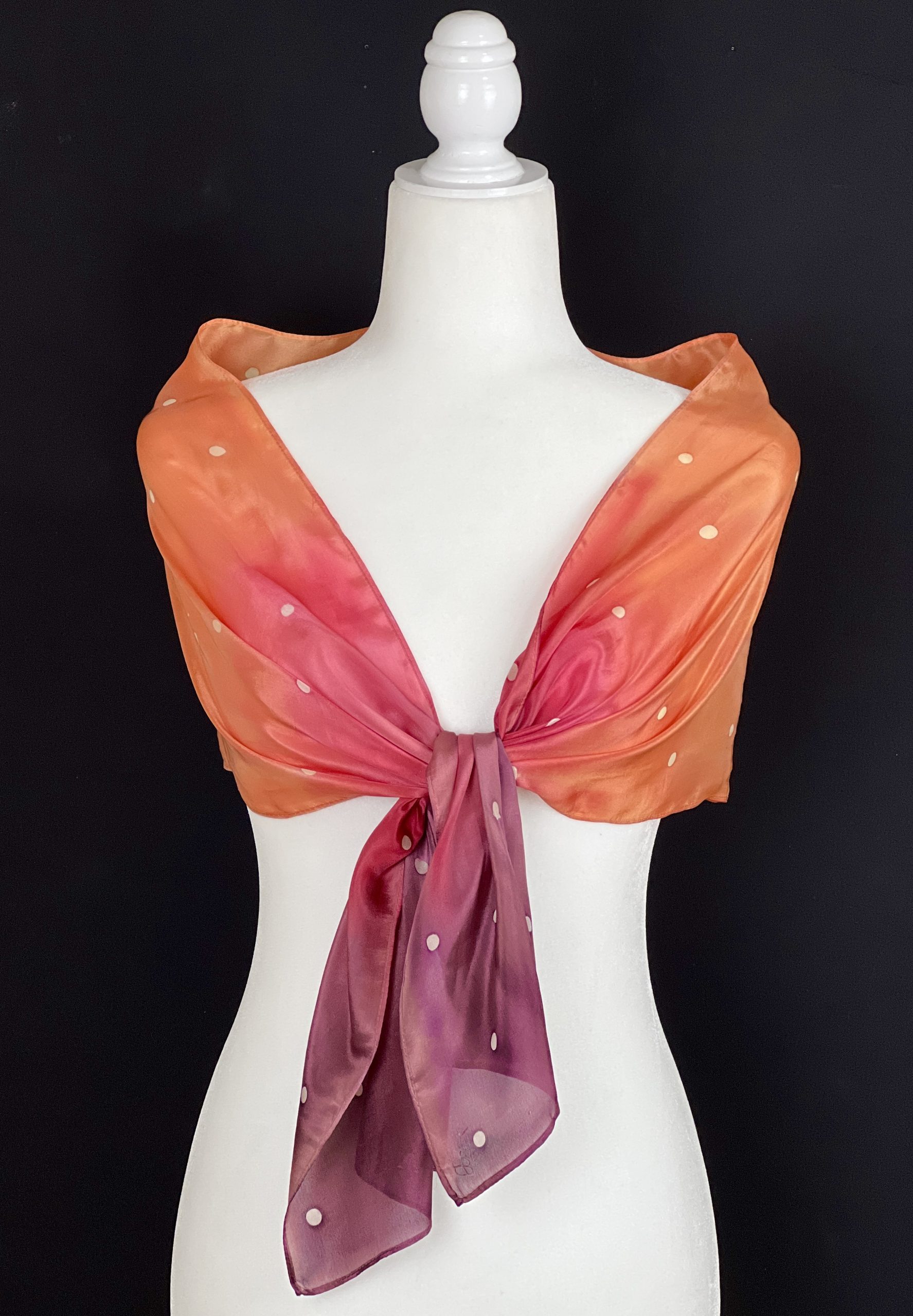 Silk scarf, hand-painted ombre in sunset colors Elegant wrap,scarf.